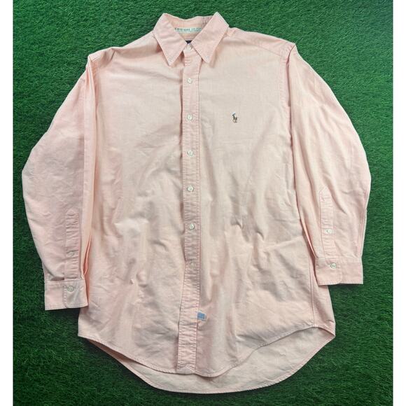 Ralph Lauren Men’s 15-32 Pink Oxford Button Down Shirt Yarmouth 100% Cotton Polo - Picture 1 of 9